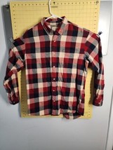 Vintage RedHead Mens Flannel Shirt Red Cream Blue Plaid Size Large Button Up - £17.57 GBP