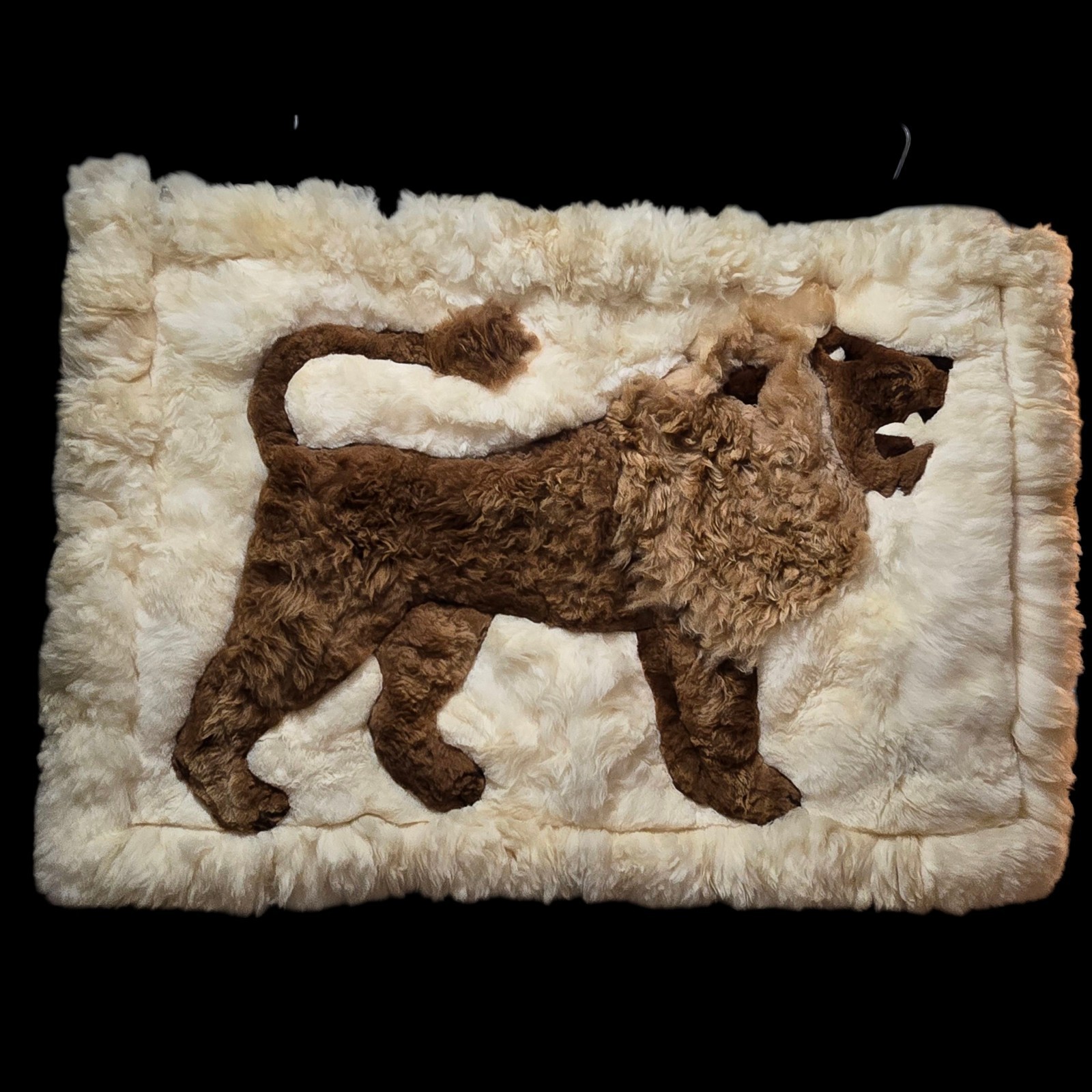 Peruvian 100% Alpaca Fur Tapestry Rug Hand-made 32 x 49” Lion Vintage  Item image 4