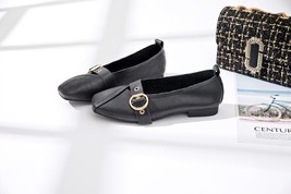 Women Shoes Fashion New Genuine Leather Ladies Flat Shoes Comfortable Square Buc - £38.17 GBP