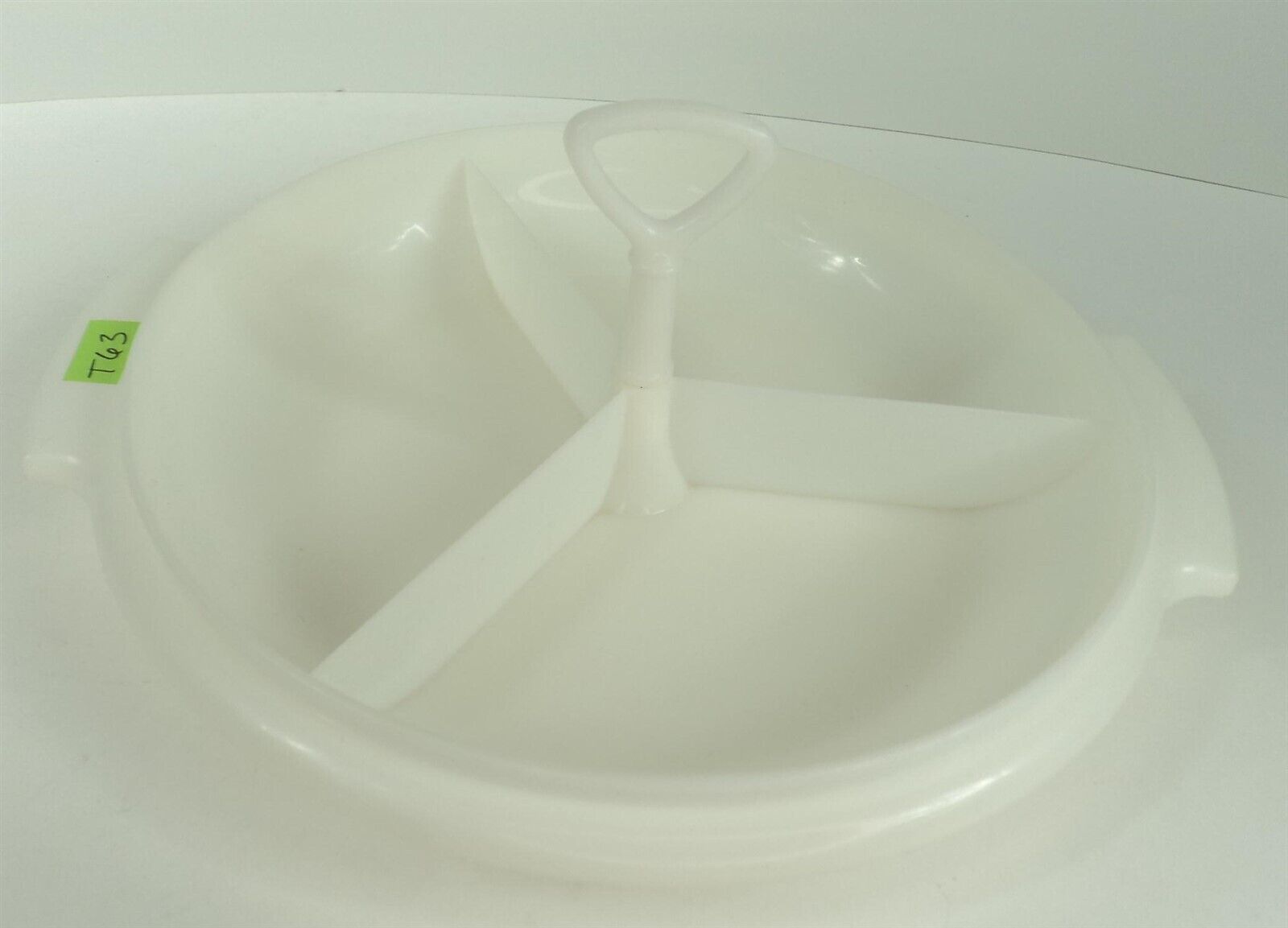 Primary image for T63 Tupperware 3 Section White Serving Dish Suzette w/ Handle
