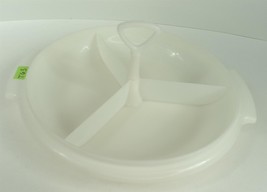 T63 Tupperware 3 Section White Serving Dish Suzette w/ Handle - $9.74