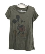 DISNEYLAND RESORT Womens Top Olive Green Mickey Mouse Short Sleeve T Shi... - £10.50 GBP