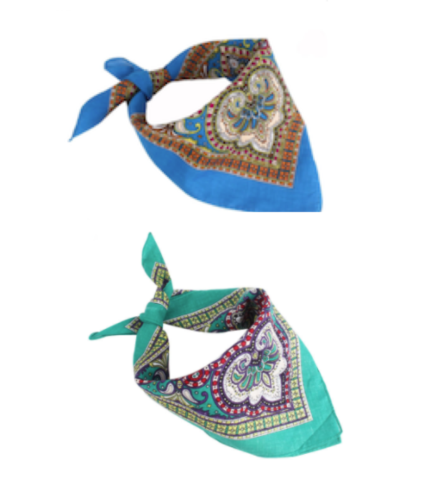 1 SET 100% COTTON BEAUTIFUL BLUE &amp; TEAL FLORAL PAISLEY 22X22 INCH BANDAN... - $16.14
