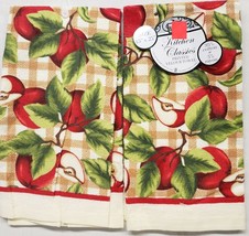 Set Of 2 Same Printed Velour Kitchen Towels (15&quot;x25&quot;) Whole &amp; Cut Apples 19, Bh - £8.75 GBP