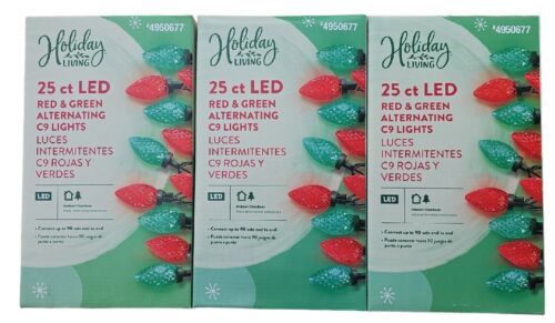 Primary image for Holiday Living 25-Count 13-ft Red/Green LED Plug-In Christmas Lights Lot of 3