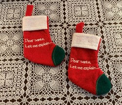 Two Red Mini Christmas Stockings 6 Inch Dear Santa Let Me Explain Brand New - £8.70 GBP