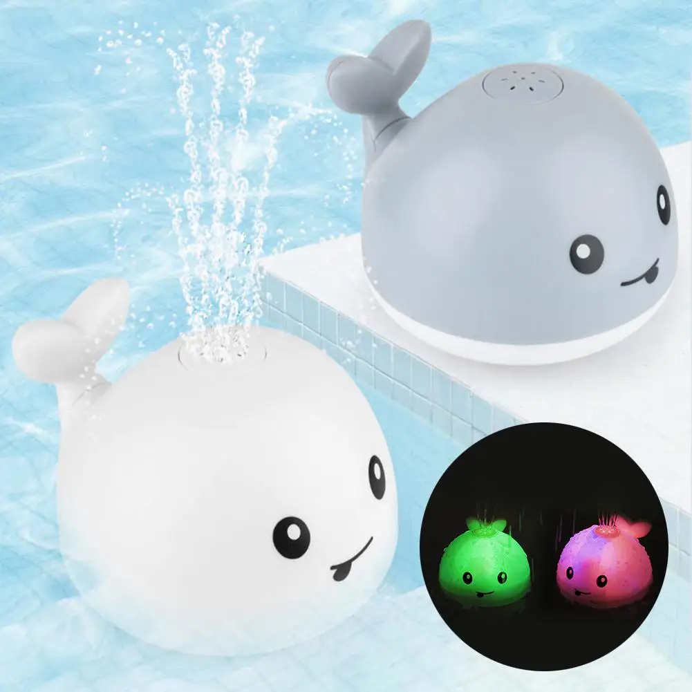 Electric Cartoon Whale Flashing Ball Water Squirting Sprinkler Baby Bath Toy LED - £12.29 GBP