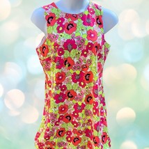 Pappagallo Sleeveless Scalloped Trim Floral Lined Knee Length Dress Size 14 - £26.64 GBP