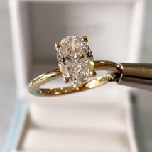 14K Yellow Gold Plated Oval Cut Simulated Diamond Solitaire Engagement Ring - $1,197.99 MXN