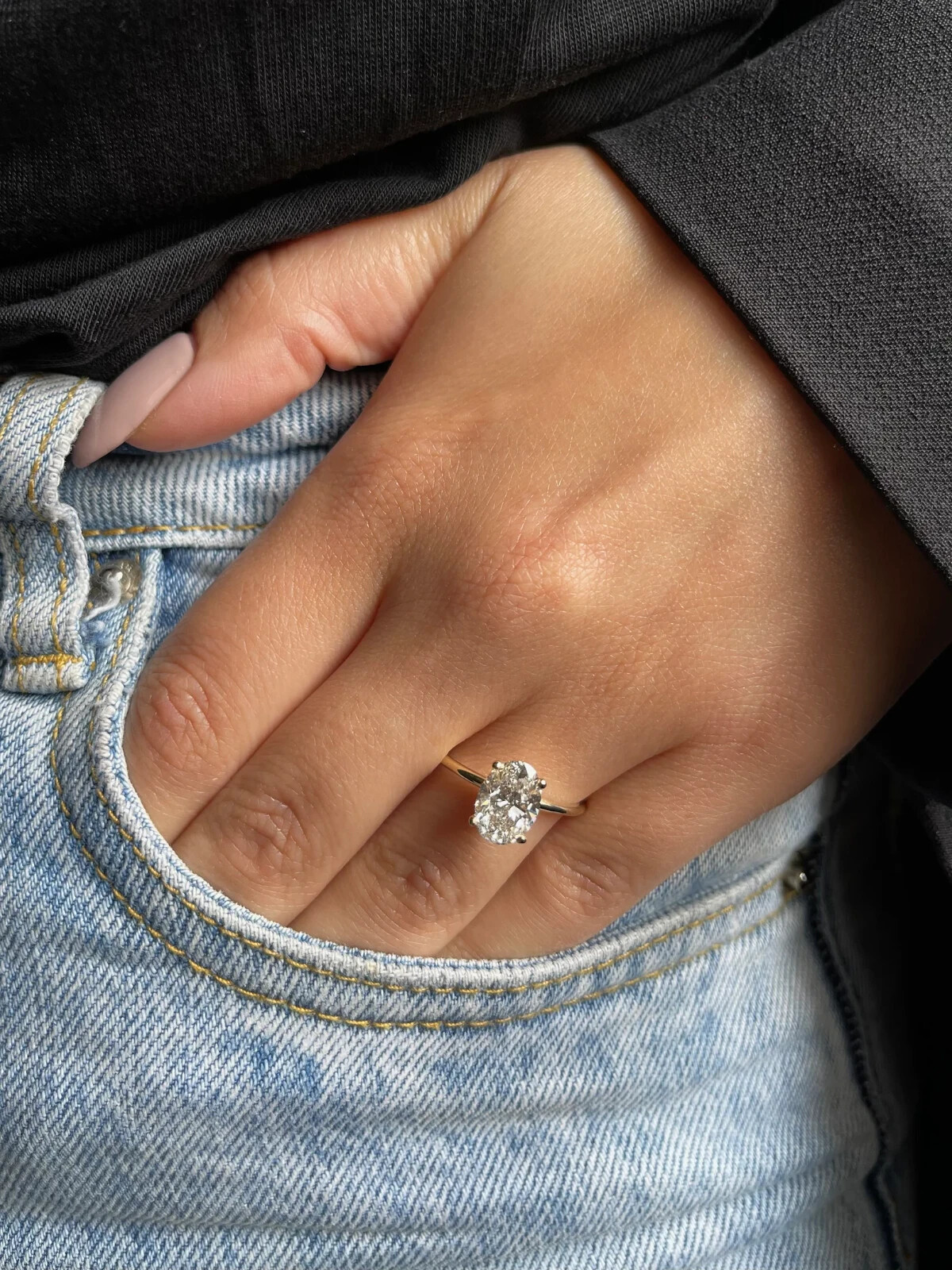 Lab Grown 2.00 Carat IGI Certified D Color VVS2 Clarity Oval Cut Diamond Ring Item image 5