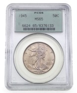 1945 50C Marche Liberty Demi Dollar Classé Par PCGS Comme MS65 Old Étiqu... - $183.67