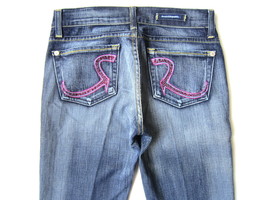$242 Rock &amp; Republic Fuchsia Crystal Roth Flare Jeans Addict Wash size 26 - £57.35 GBP