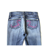 $242 Rock &amp; Republic Fuchsia Crystal Roth Flare Jeans Addict Wash size 26 - £57.48 GBP