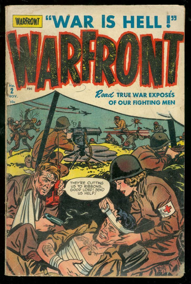 WARFRONT #2 1951-HARVEY COMICS-BRUTAL COMBAT COVER VG- - $50.93