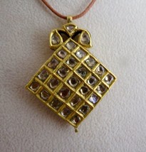 Old Muesem Fine Jadau Natural Flat Diamond Studded 22K Gold Carved Pendant - £813.05 GBP