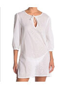 ECHO Ocean Eyelet Tunic Dress, Beach Cover Up, White, Size Small, NWT - €33,66 EUR