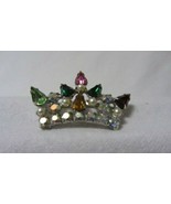 VINTAGE B DAVID SIGNED  FAMILY CROWN BROOCH CRYSTALS RHINESTONE FAUX PEARLS - £15.18 GBP