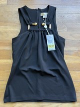 MSRP $695 Michael Kors Black Sleeveless Top Gold Hardware Size XS Made In Italy - £39.55 GBP