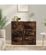 Industrial Rustic Smoked Oak Wooden Sideboard Storage Cabinet Unit 6 Dra... - £116.93 GBP