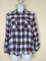 Olive + Oak Women Size S Plaid Button Up Shirt Long Sleeve Pockets Zippered - £5.45 GBP