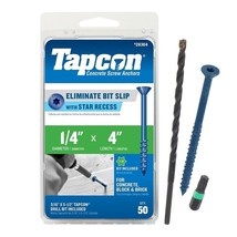 Tapcon 28304 Concrete Screws 4&quot; L Star Flat Head Climaseal, 50-PACK - £15.79 GBP
