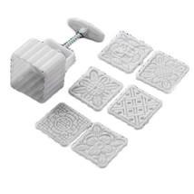 125G Square Shape Moon Cake Mold 6 Stamps Cake Mold Cookie Mold - £20.73 GBP