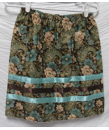 Native American Handmade Women&#39;s Brown Turquoise Floral Ribbon Skirt Siz... - $81.45 CAD