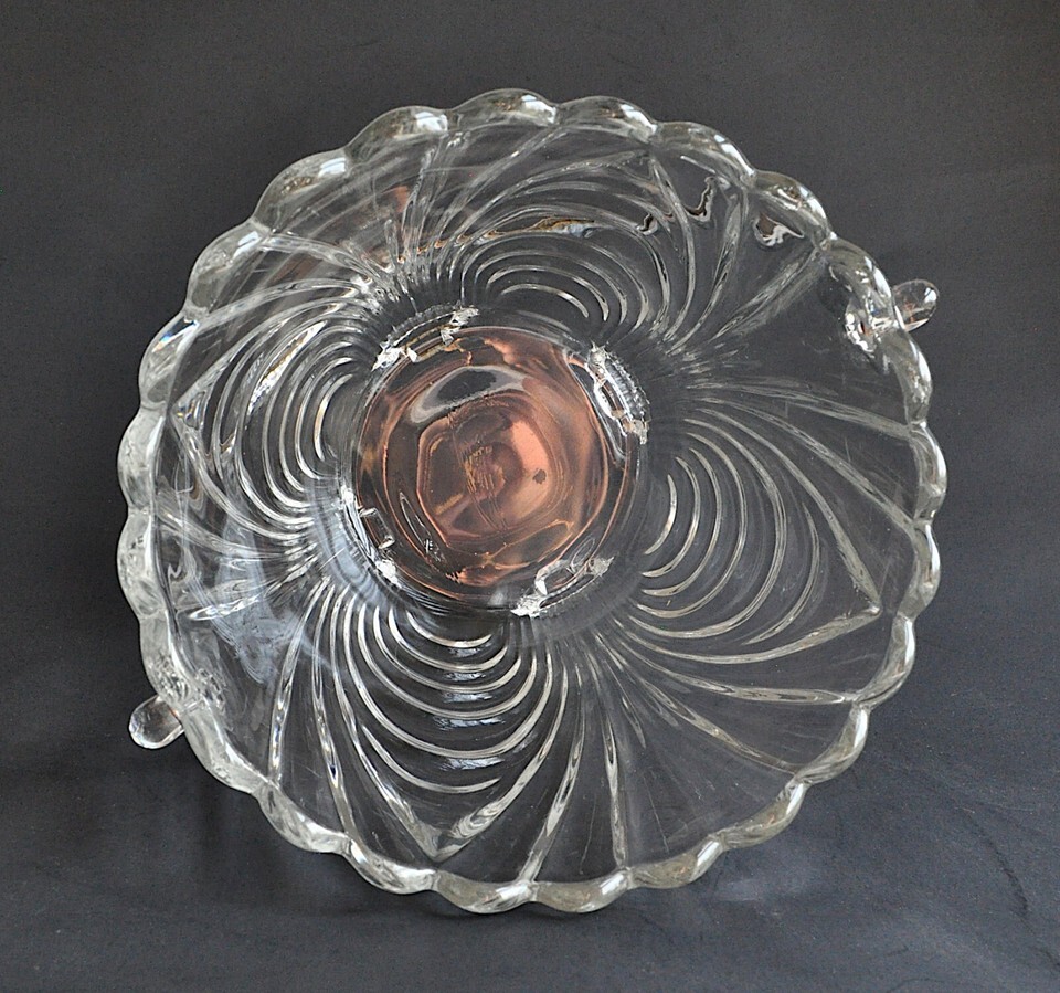Cambridge Caprice Clear Glass Ice Bucket Hammered Handle VTG Elegant Optic Item image 7