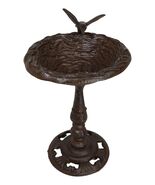 Rustic Cast Iron Hummingbird Hovering Over Nest Garden Bird Feeder Bath ... - $726.92 MXN