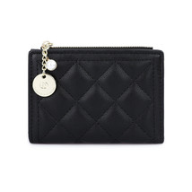 Cute Wallet Women&#39;s Short Ins Embroidery Line Chanel Style Pu Pearl Hanging Orna - £20.37 GBP