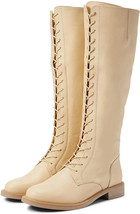 Sam Edelman Womens Nance Eggshell Leather Tall Lace Up Knee-High Boots size 7.5 - £46.70 GBP