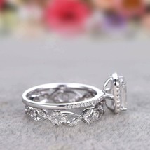 4CT Labor Erstellt Smaragd Diamant Hochzeit Ring 14k Weiß Vergoldet - £85.70 GBP