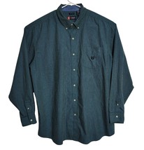 Chaps Mens 3XLT Easy Care Button-Down Green and Blue Plaid Long Sleeve Shirt - £21.39 GBP