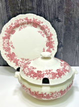 Large Covered Handled Wedgwood Pink Bramble Soup Tureen With Underplate England - £68.83 GBP