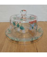 Small Cake Cover &amp; Plate Hand Painted Desert Dish Cheese Plate Snacks - $34.97