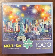 Buffalo Games: 1000 pc Jigsaw Puzzle Night &amp; Day Manhattan Celebration COMPLETE! - £9.62 GBP