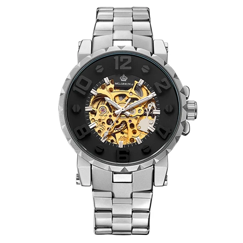 MG. ORKINA Men Wristwatch  Skeleton Clock Mechanical Male Wrist Watch Black  Mas - £110.74 GBP