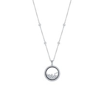 CZ By the Yard w/ Floating Heart &amp; Round CZ&#39;s in a Disc Necklace - £90.64 GBP