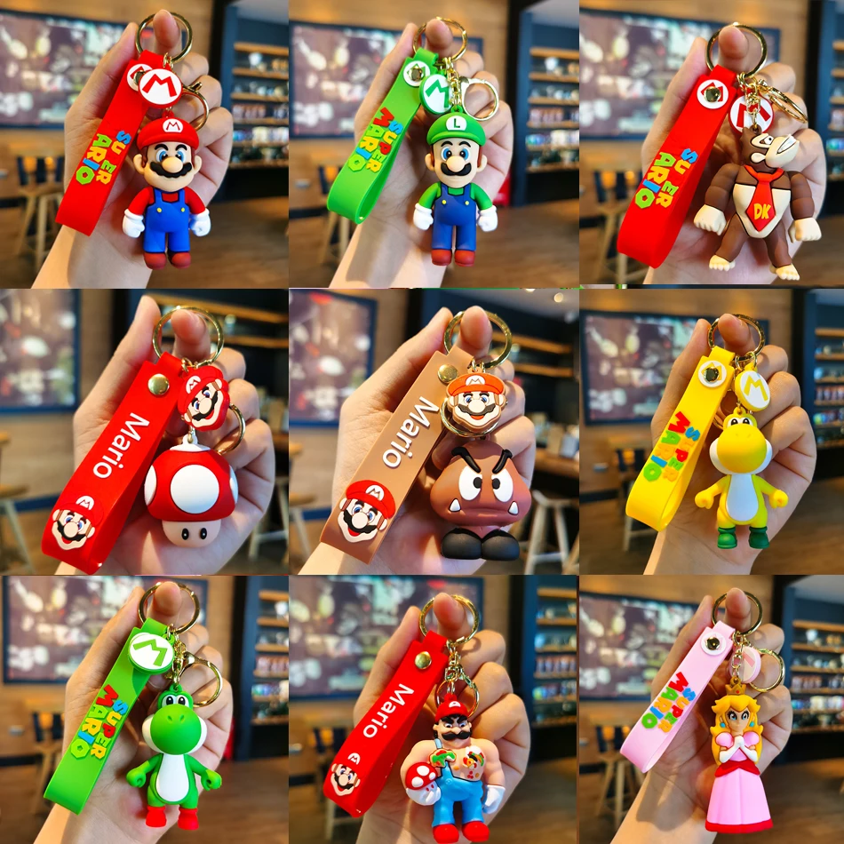 3D Cartoon Super Mario Bros Keychain Accesorios Schoolbag Pendant Key Ba - £9.92 GBP+