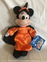 8&quot; Disney Minnie Mouse Halloween Witch Plush Toy Factory Orange &amp; Black NWT - £11.14 GBP