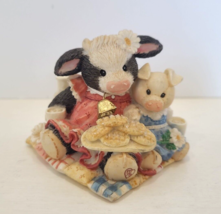 Enesco Mary Moo Moos #627739 &quot;Cookies Are For Sharing&quot; Cow And Pig Picnic Figure - £7.55 GBP