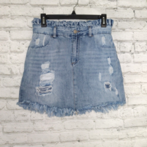 Hayden Los Angeles Denim Skirt Womens Medium Distressed Paper Bag Fringe... - £19.71 GBP