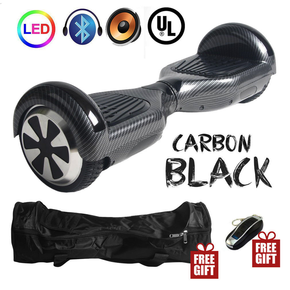 Carbon Fiber Black LED Bluetooth Hoverboard Two Wheel Balance Scooter UL2272 - $249.00