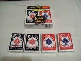 Bicycle Rider Back Playing Cards 4 New Decks - 2 black decks and 2 red d... - $24.74