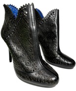 Juicy Couture Karina Black Laser Cut Slip-on 4&quot; heels Ankle Booties Wome... - $31.32