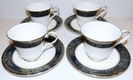 Exquisite Set Of 4 Royal Doulton Bone China H5018 Carlyle Cups &amp; Saucers - £50.88 GBP