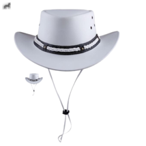 Hat Cowboy Cowgirl Men or Women Western Brim Wide Cap Summer White AM012 - £42.73 GBP+