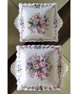 Lot (2) CROWN STAFFORDSHIRE Fine Bone China Gold Floral Candy / Trinket ... - $29.30