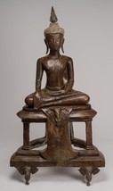 Antico Thai Stile Chiang Pioli Seduta Enlightenment Buddha Statua - 104cm/107cm - $4,172.00