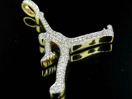 Men&#39;s 14K Yellow Gold Over Genuine 1.80Ct Round Diamond Jumpman Jordan Pendant - £85.93 GBP